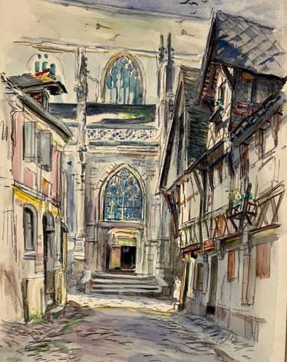 Eugène Véder (1876-1936)
Lot de dix dessins
Lisieux...