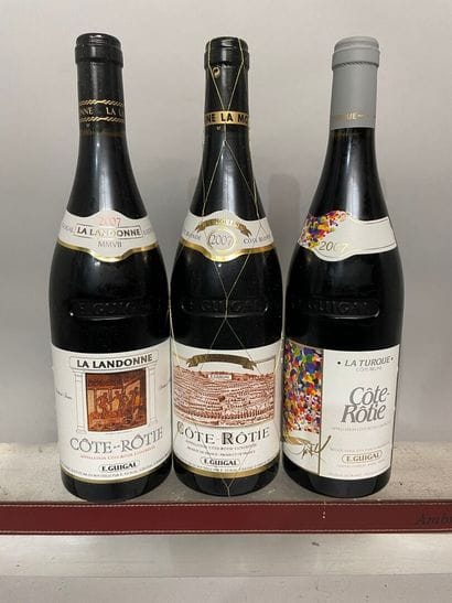* 3 bottles CÔTE RÔTIE TRILOGIE - E. GUIGAL...