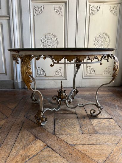 Wrought-iron, lacquered and gilded coffee...