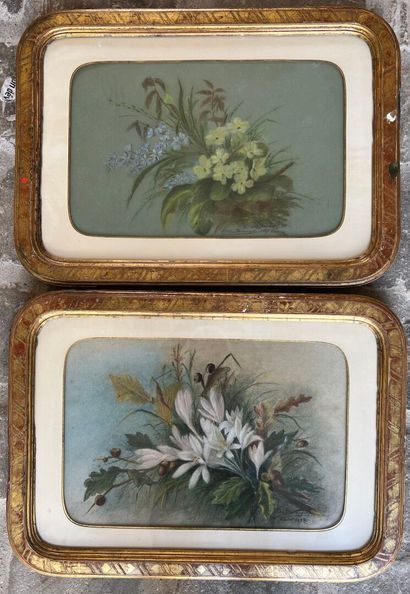 Aline Branget (?), 1887
Bouquets 
Pair of...