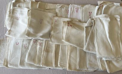 Thirty-six large linen damask napkins, 18th-19th...
