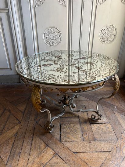 Wrought-iron, lacquered and gilded coffee...