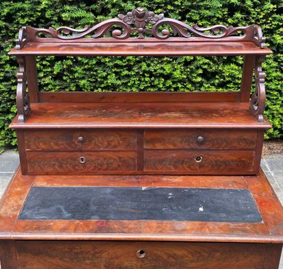 Bonheur du jour mahogany and mahogany veneer...