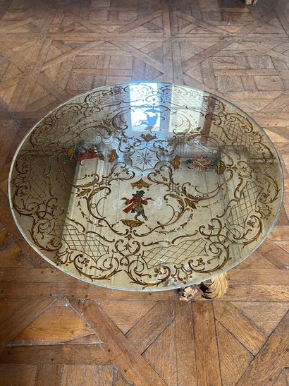 Wrought-iron, lacquered and gilded coffee...