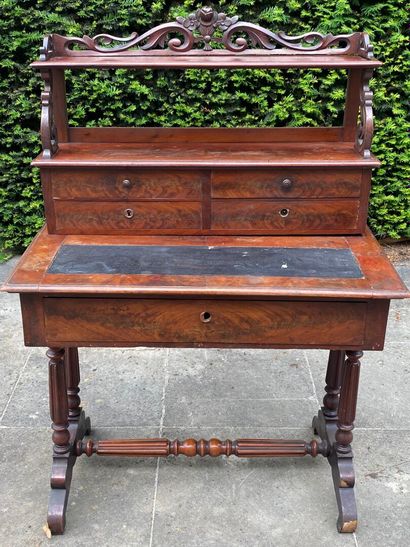 Bonheur du jour mahogany and mahogany veneer...