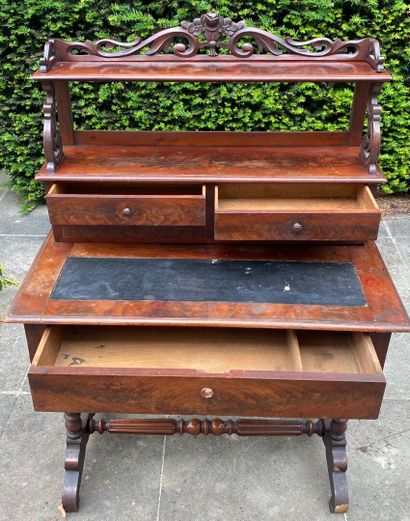 Bonheur du jour mahogany and mahogany veneer...