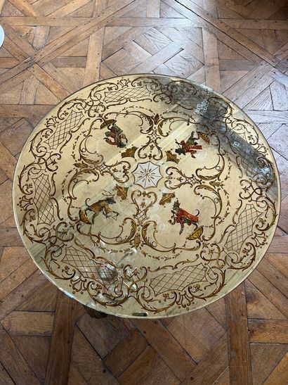Wrought-iron, lacquered and gilded coffee...