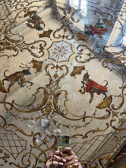Wrought-iron, lacquered and gilded coffee...