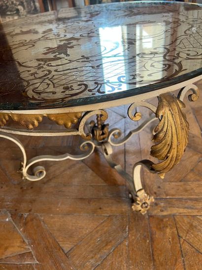 Wrought-iron, lacquered and gilded coffee...