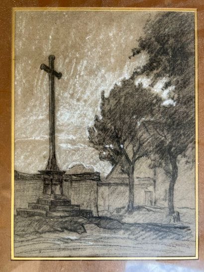 Lyon school circa 1880
Calvary in a village
Charcoal...