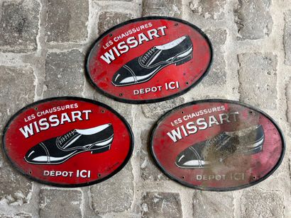 Set of 3 oval enamelled plates WISSART early...