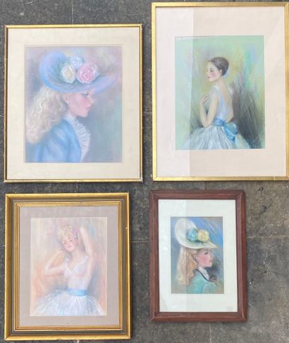 Marius MEYNIER, circa 1910
Lot of four pastels...