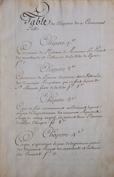 [Manuscrit]. [Lyon]. CÉRÉMONIAL PUBLIC. Manuscrit,...