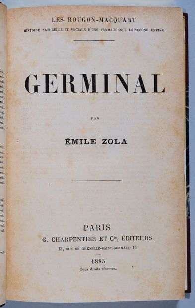 ZOLA (Émile). Germinal. Paris, Charpentier,...