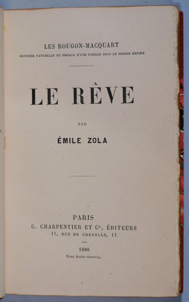 ZOLA (Émile). Le rêve. Paris, Charpentier,...