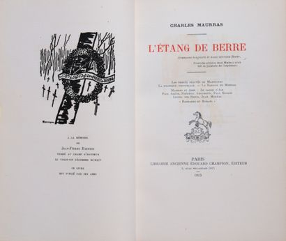 MAURRAS (Charles). L'étang de Berre. Paris,...