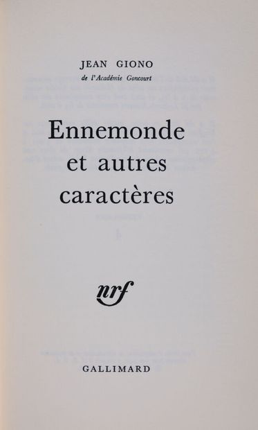 GIONO (Jean). Ennemonde et autres caractères....