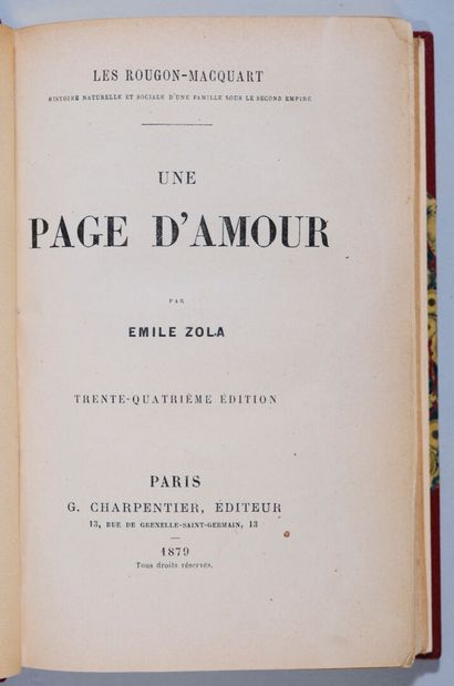 ZOLA (Émile). Une page d'amour. Paris, Charpentier,...