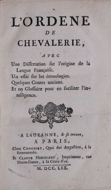 [BARBAZAN (Etienne)]. L'Ordene de chevalerie,...