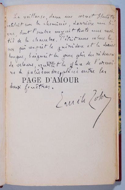 ZOLA (Émile). Une page d'amour. Paris, Charpentier,...