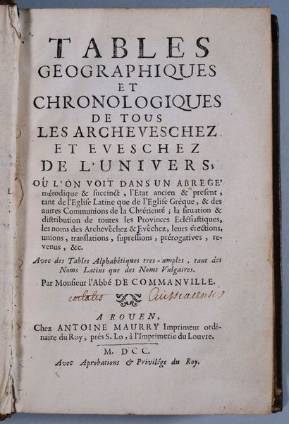 ECHARD (Michel). Tables géographiques et...