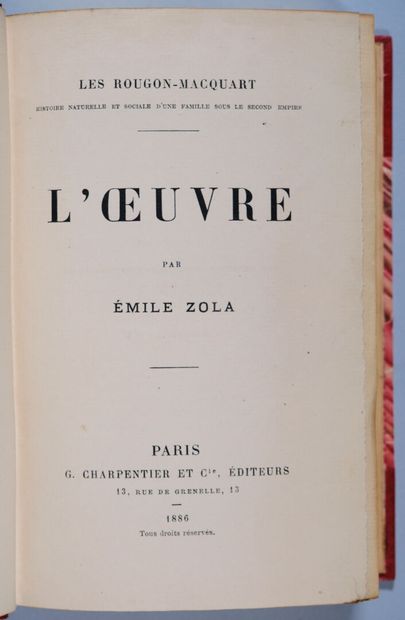 ZOLA (Émile). L'OEuvre. Paris, Charpentier,...