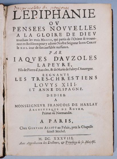 AUZOLES (Jacques d'). L'Épiphanie, ou Pensées...