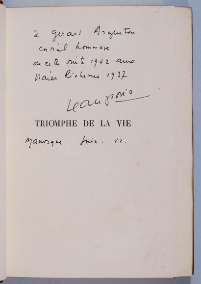 GIONO (Jean). Triomphe de la vie. Supplément...