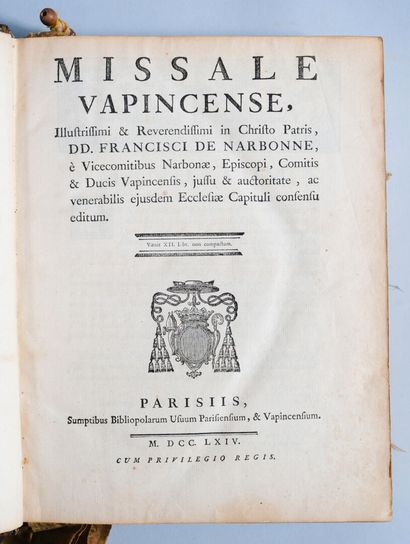 [Reliure aux armes]. [Missel. Latin. 1764]....