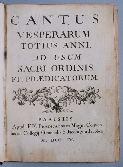 [Antiphonaire]. CANTUS vesperarum totius...