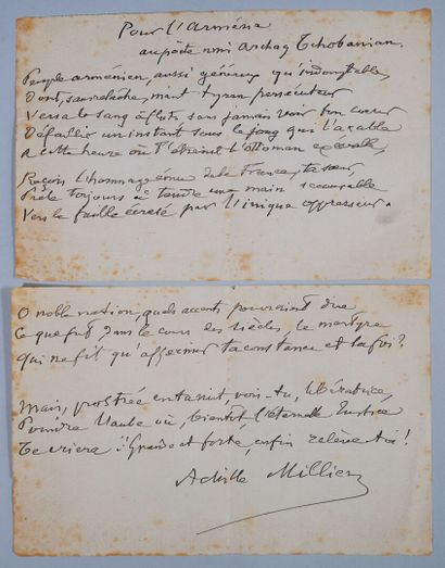 [ARMÉNIE] MILLIEN Achille (1838-1927). Poème...
