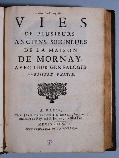 [MORNAY DE LA VILLETERTRE (René de)]. Vies...