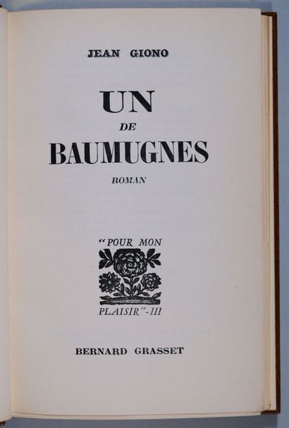 GIONO (Jean). Un de Baumugnes, Paris, Grasset,...