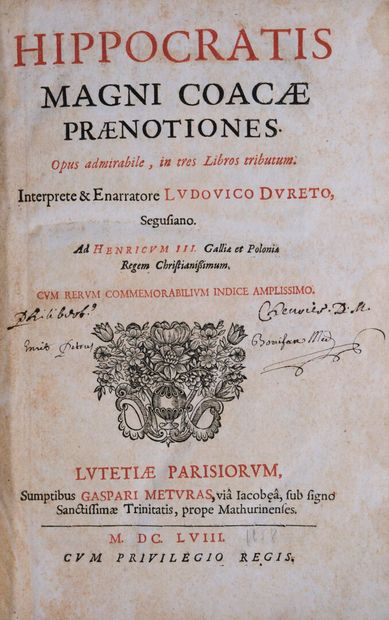 HIPPOCRATE. Hippocratis magni coacae Praenotiones....