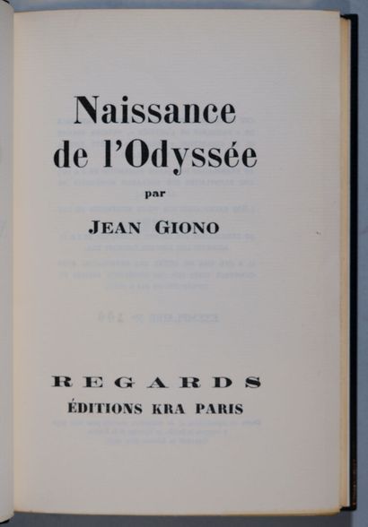 GIONO (Jean). Naissance de l'Odyssée. Paris,...