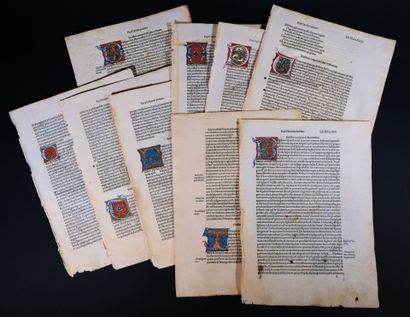 [Enluminure]. Ensemble de 10 feuillets disparates...