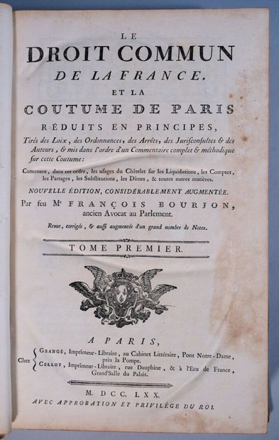 BOURJON (François). Le droit commun de la...