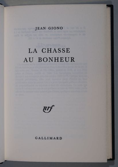 GIONO (Jean). La chasse au bonheur. Paris,...