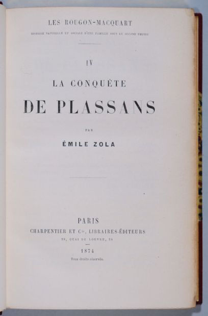 ZOLA (Émile). La conquête de Plassans. Paris,...
