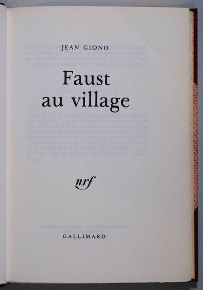 GIONO (Jean). Faust au village. Paris, Gallimard,...
