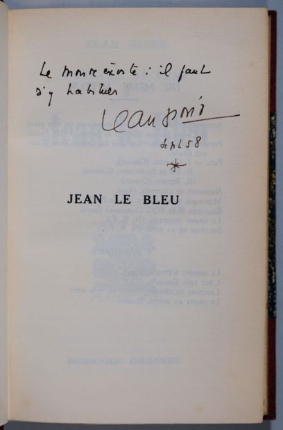 GIONO (Jean). Jean le Bleu. Passage du vent,...