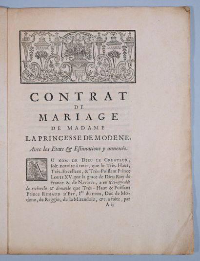 [Joaillerie]. CONTRAT de mariage de madame...