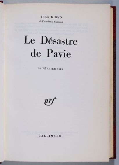 GIONO (Jean). Le désastre de Pavie, Gallimard,...