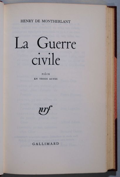MONTHERLANT (Henry de). La guerre civile....