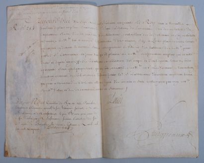 [LOUIS XV]. [Architecture]. Brevet sur parchemin,...