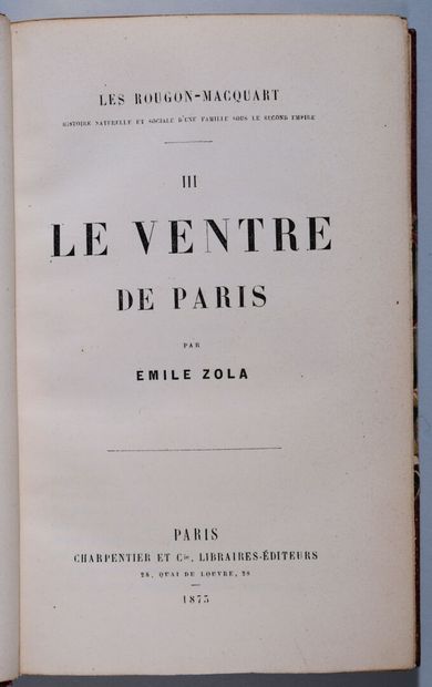 ZOLA (Émile). Le ventre de Paris. Paris,...