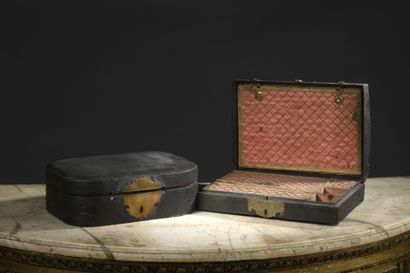 Two chagrin boxes, early 18th c.
One containing...