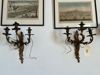 Paire d'appliques en bronze ciselé et doré...