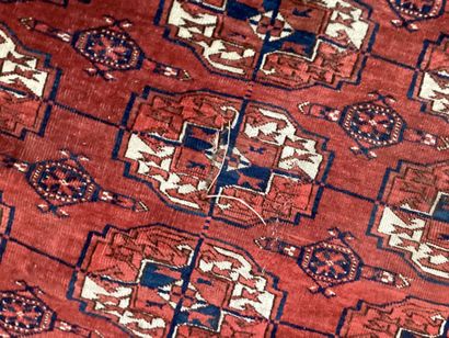 KILIM BOUKHARA in wool with woven red background....