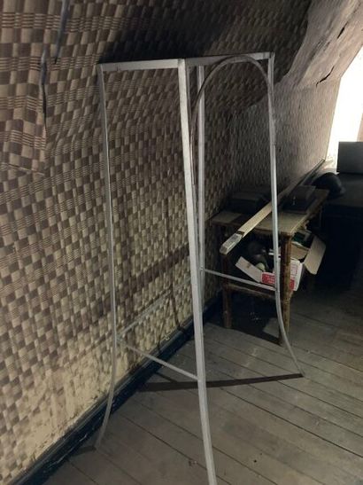 BIRD CAGE and stand in metal painted metallic...